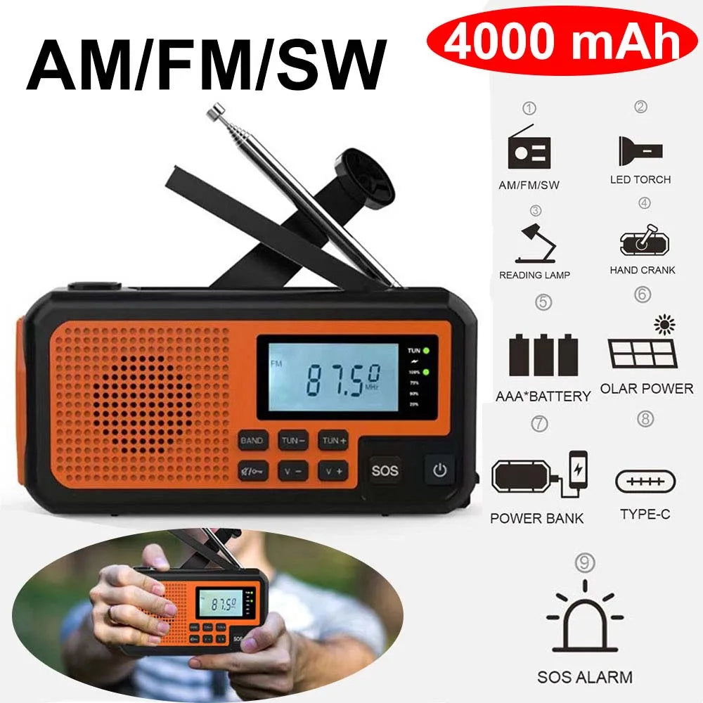 4000mAh Solar Emergency Radio Charger