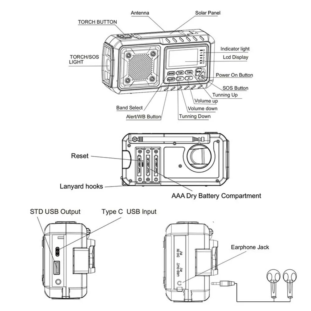4000mAh Solar Emergency Radio Charger