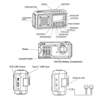 4000mAh Solar Emergency Radio Charger